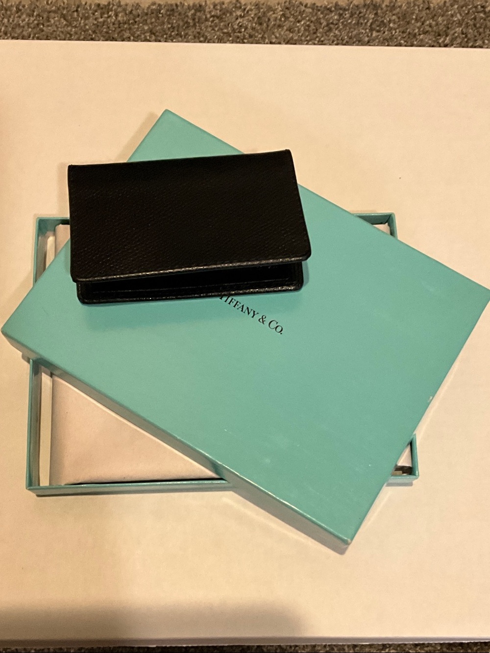 Tiffany & Co. Black Leather Card Holder
